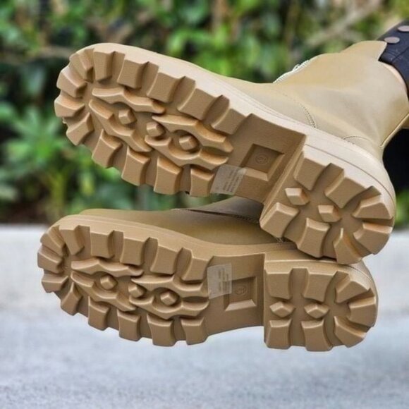 Womens Platform Combat Ankle Boots Olive Color - Picture 4 of 5